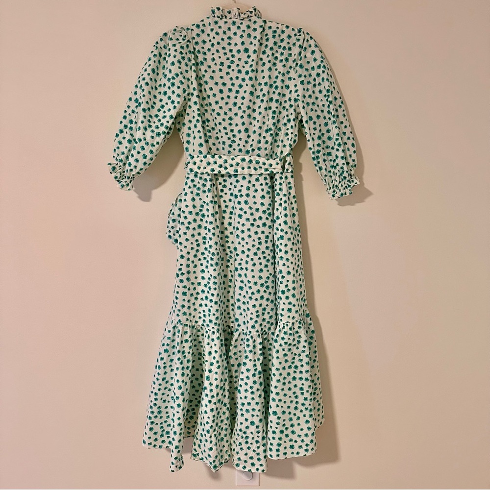 Rebecca Taylor Emerald Daisy Wrap Midi Dress Cotton Size 6 - Picture 4 of 9
